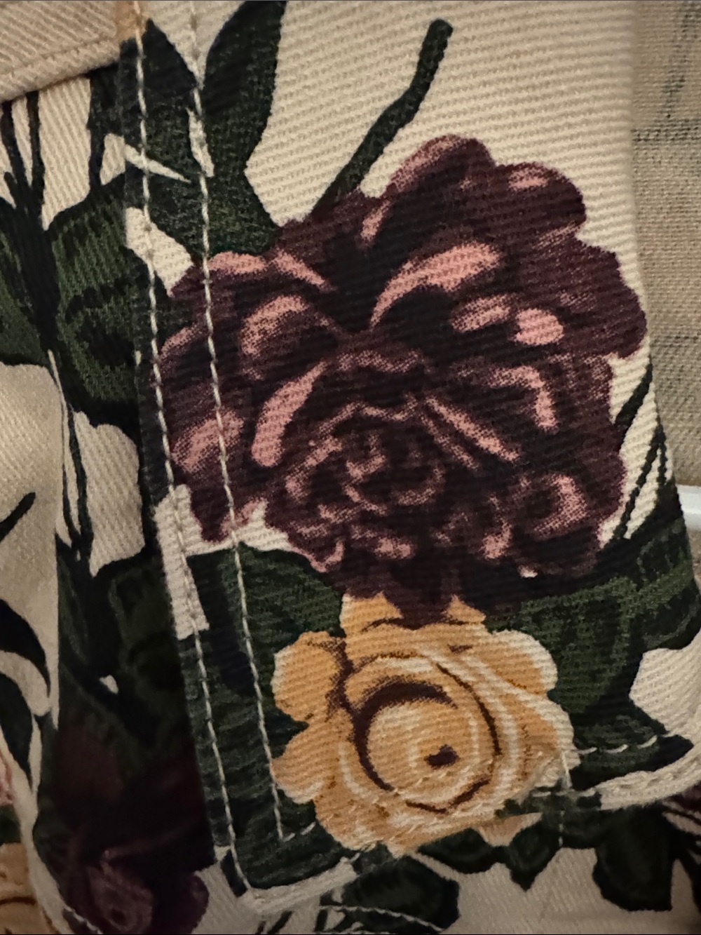 VENUS Floral Button Jacket in Cream, Mustard & Burgundy - Picture 3 of 5